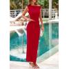 imagePRETTYGARDEN Skirt Sets Women 2 Piece Outfits Summer 2025 One Shoulder Sexy Ruched Bodycon Maxi Long SkirtsRed