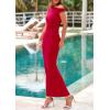imagePRETTYGARDEN Skirt Sets Women 2 Piece Outfits Summer 2025 One Shoulder Sexy Ruched Bodycon Maxi Long SkirtsRed