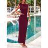 imagePRETTYGARDEN Skirt Sets Women 2 Piece Outfits Summer 2025 One Shoulder Sexy Ruched Bodycon Maxi Long SkirtsWine Red