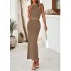 imagePRETTYGARDEN Skirt Sets Women 2 Piece Outfits Summer Outfits 2025 Going Out Crop Tops Long Maxi Skirts Beach Vacation ClothesKhaki