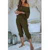 imagePRETTYGARDEN Two Piece Sets for Women Fall 2025 Ribbed Knit Off Shoulder Tops Lounge Pants Tracksuit Fashion ClothingArmy Green