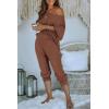 imagePRETTYGARDEN Two Piece Sets for Women Fall 2025 Ribbed Knit Off Shoulder Tops Lounge Pants Tracksuit Fashion ClothingCoffee