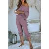 imagePRETTYGARDEN Two Piece Sets for Women Fall 2025 Ribbed Knit Off Shoulder Tops Lounge Pants Tracksuit Fashion ClothingDeep Purple