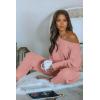 imagePRETTYGARDEN Two Piece Sets for Women Fall 2025 Ribbed Knit Off Shoulder Tops Lounge Pants Tracksuit Fashion ClothingDusty Pink