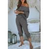 imagePRETTYGARDEN Two Piece Sets for Women Fall 2025 Ribbed Knit Off Shoulder Tops Lounge Pants Tracksuit Fashion ClothingGrey Blue