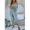 imagePRETTYGARDEN Two Piece Sets for Women Fall 2025 Ribbed Knit Off Shoulder Tops Lounge Pants Tracksuit Fashion ClothingLight Grey Blue