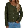 imagePRETTYGARDEN Women Knit Cardigan Sweaters Fall Fashion Long Sleeve Open Front Button Down Trendy Casual Jacket Winter ClothesArmy Green