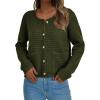 imagePRETTYGARDEN Women Knit Cardigan Sweaters Fall Fashion Long Sleeve Open Front Button Down Trendy Casual Jacket Winter ClothesArmy Green