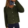 imagePRETTYGARDEN Women Knit Cardigan Sweaters Fall Fashion Long Sleeve Open Front Button Down Trendy Casual Jacket Winter ClothesArmy Green