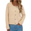 imagePRETTYGARDEN Women Knit Cardigan Sweaters Fall Fashion Long Sleeve Open Front Button Down Trendy Casual Jacket Winter ClothesBeige