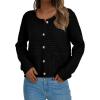 imagePRETTYGARDEN Women Knit Cardigan Sweaters Fall Fashion Long Sleeve Open Front Button Down Trendy Casual Jacket Winter ClothesBlack