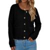 imagePRETTYGARDEN Women Knit Cardigan Sweaters Fall Fashion Long Sleeve Open Front Button Down Trendy Casual Jacket Winter ClothesBlack