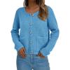 imagePRETTYGARDEN Women Knit Cardigan Sweaters Fall Fashion Long Sleeve Open Front Button Down Trendy Casual Jacket Winter ClothesBlue