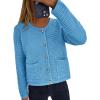 imagePRETTYGARDEN Women Knit Cardigan Sweaters Fall Fashion Long Sleeve Open Front Button Down Trendy Casual Jacket Winter ClothesBlue