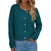 imagePRETTYGARDEN Women Knit Cardigan Sweaters Fall Fashion Long Sleeve Open Front Button Down Trendy Casual Jacket Winter ClothesBlue Green