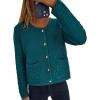 imagePRETTYGARDEN Women Knit Cardigan Sweaters Fall Fashion Long Sleeve Open Front Button Down Trendy Casual Jacket Winter ClothesBlue Green