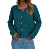 imagePRETTYGARDEN Women Knit Cardigan Sweaters Fall Fashion Long Sleeve Open Front Button Down Trendy Casual Jacket Winter ClothesBlue Green