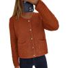 imagePRETTYGARDEN Women Knit Cardigan Sweaters Fall Fashion Long Sleeve Open Front Button Down Trendy Casual Jacket Winter ClothesCaramel