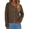 imagePRETTYGARDEN Women Knit Cardigan Sweaters Fall Fashion Long Sleeve Open Front Button Down Trendy Casual Jacket Winter ClothesCoffee