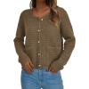 imagePRETTYGARDEN Women Knit Cardigan Sweaters Fall Fashion Long Sleeve Open Front Button Down Trendy Casual Jacket Winter ClothesDark Khaki