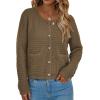 imagePRETTYGARDEN Women Knit Cardigan Sweaters Fall Fashion Long Sleeve Open Front Button Down Trendy Casual Jacket Winter ClothesDark Khaki