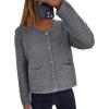 imagePRETTYGARDEN Women Knit Cardigan Sweaters Fall Fashion Long Sleeve Open Front Button Down Trendy Casual Jacket Winter ClothesGrey