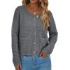 imagePRETTYGARDEN Women Knit Cardigan Sweaters Fall Fashion Long Sleeve Open Front Button Down Trendy Casual Jacket Winter ClothesGrey