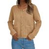 imagePRETTYGARDEN Women Knit Cardigan Sweaters Fall Fashion Long Sleeve Open Front Button Down Trendy Casual Jacket Winter ClothesKhaki