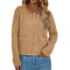 imagePRETTYGARDEN Women Knit Cardigan Sweaters Fall Fashion Long Sleeve Open Front Button Down Trendy Casual Jacket Winter ClothesKhaki