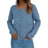 imagePRETTYGARDEN Women Knit Cardigan Sweaters Fall Fashion Long Sleeve Open Front Button Down Trendy Casual Jacket Winter ClothesMist Blue