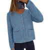 imagePRETTYGARDEN Women Knit Cardigan Sweaters Fall Fashion Long Sleeve Open Front Button Down Trendy Casual Jacket Winter ClothesMist Blue