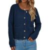 imagePRETTYGARDEN Women Knit Cardigan Sweaters Fall Fashion Long Sleeve Open Front Button Down Trendy Casual Jacket Winter ClothesNavy