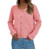 imagePRETTYGARDEN Women Knit Cardigan Sweaters Fall Fashion Long Sleeve Open Front Button Down Trendy Casual Jacket Winter ClothesPink