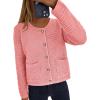 imagePRETTYGARDEN Women Knit Cardigan Sweaters Fall Fashion Long Sleeve Open Front Button Down Trendy Casual Jacket Winter ClothesPink
