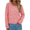 imagePRETTYGARDEN Women Knit Cardigan Sweaters Fall Fashion Long Sleeve Open Front Button Down Trendy Casual Jacket Winter ClothesPink