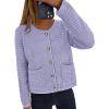 imagePRETTYGARDEN Women Knit Cardigan Sweaters Fall Fashion Long Sleeve Open Front Button Down Trendy Casual Jacket Winter ClothesPurple