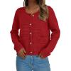 imagePRETTYGARDEN Women Knit Cardigan Sweaters Fall Fashion Long Sleeve Open Front Button Down Trendy Casual Jacket Winter ClothesRed