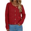 imagePRETTYGARDEN Women Knit Cardigan Sweaters Fall Fashion Long Sleeve Open Front Button Down Trendy Casual Jacket Winter ClothesRed