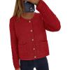imagePRETTYGARDEN Women Knit Cardigan Sweaters Fall Fashion Long Sleeve Open Front Button Down Trendy Casual Jacket Winter ClothesRed