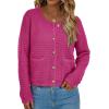 imagePRETTYGARDEN Women Knit Cardigan Sweaters Fall Fashion Long Sleeve Open Front Button Down Trendy Casual Jacket Winter ClothesRose Red