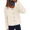 imagePRETTYGARDEN Women Knit Cardigan Sweaters Fall Fashion Long Sleeve Open Front Button Down Trendy Casual Jacket Winter ClothesWhite