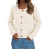imagePRETTYGARDEN Women Knit Cardigan Sweaters Fall Fashion Long Sleeve Open Front Button Down Trendy Casual Jacket Winter ClothesWhite