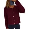 imagePRETTYGARDEN Women Knit Cardigan Sweaters Fall Fashion Long Sleeve Open Front Button Down Trendy Casual Jacket Winter ClothesWine Red