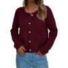 imagePRETTYGARDEN Women Knit Cardigan Sweaters Fall Fashion Long Sleeve Open Front Button Down Trendy Casual Jacket Winter ClothesWine Red