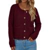 imagePRETTYGARDEN Women Knit Cardigan Sweaters Fall Fashion Long Sleeve Open Front Button Down Trendy Casual Jacket Winter ClothesWine Red