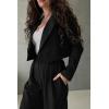 imagePRETTYGARDEN Womens 2 Piece Casual Outfits Cropped Blazer Jackets High Waisted Wide Leg Work Pants Suit SetBlack