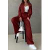 imagePRETTYGARDEN Womens 2 Piece Casual Outfits Cropped Blazer Jackets High Waisted Wide Leg Work Pants Suit SetBrown Red