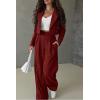 imagePRETTYGARDEN Womens 2 Piece Casual Outfits Cropped Blazer Jackets High Waisted Wide Leg Work Pants Suit SetBrown Red