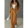 imagePRETTYGARDEN Womens 2 Piece Casual Outfits Cropped Blazer Jackets High Waisted Wide Leg Work Pants Suit SetBrown Yellow