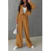 imagePRETTYGARDEN Womens 2 Piece Casual Outfits Cropped Blazer Jackets High Waisted Wide Leg Work Pants Suit SetBrown Yellow